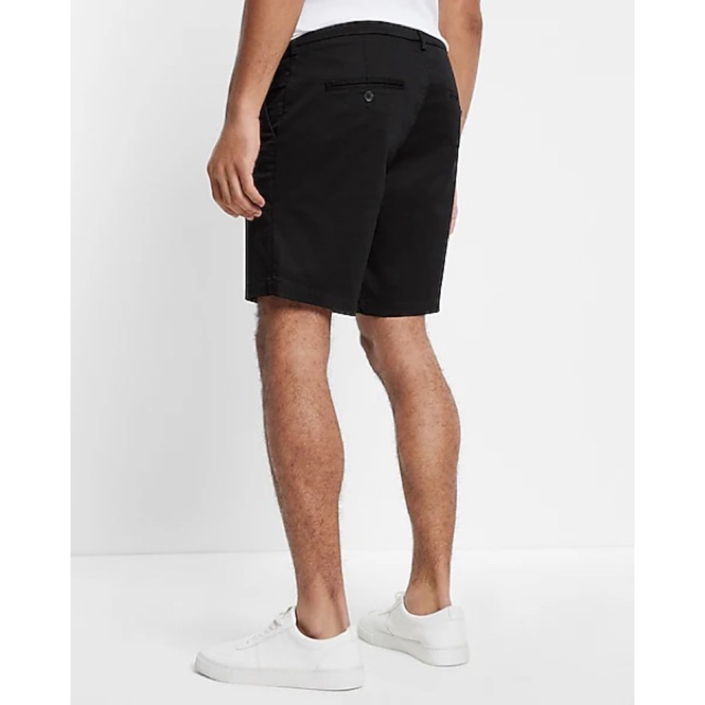 Express Pitch Black Solid 8" Hyper Stretch Chino … - image 3